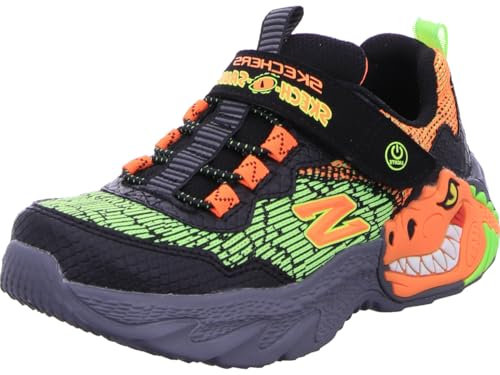 Skechers Jungen Dino-Lights Sneaker, Schwarz/Orange