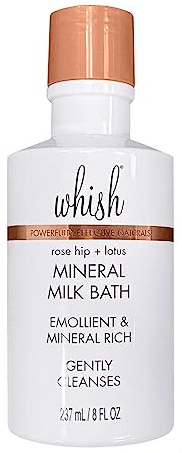 Whish Rose Hip & Lotus Mineral Milk Bath Soak - Hydrating & Moisturizing Milk Bubble Bath for All Skin Types - 8 Fl Oz (Pack of 1)