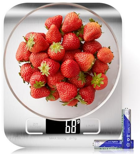 GeeRic Food Scale, Digital Kitchen Scale 22lb/10kg Capacity, 6 Units with Tare Function Food Scale for Cooking, Baking, and Meal Prep Silver