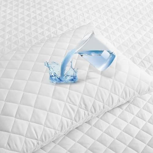 PRIME LINENS Pillow Protectors Waterproof 2 Pack Quilted Zipped- Ultra Soft Waterproof Pillow Protector, Breathable Microfiber Pillow Cover 50 x 75cm (Pack of 4 | 50 x 75 cm)