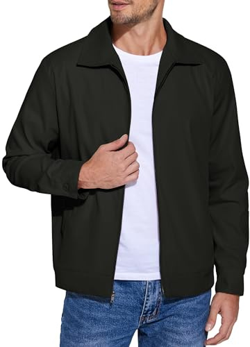 COOFANDY Men's Lightweight Zip Up Jacket Eisenhower Work Office Jackets Casual Golf Outwear