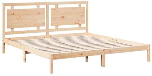 vidaXL Sängram utan madrass extra lång 200x220 cm massivt trä, sovrumsmöbler, sängbotten, dubbelsäng, säng, sänggavel, träsäng, sängram i trä