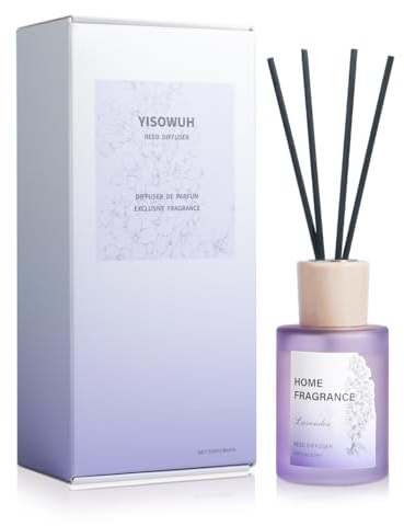 YISOWUH Diffuseur à roseaux, lavande 120 ml, lot de 8 bâtonnets – Parfum durable pour la maison, la salle de bain, la chambre à coucher, la décoration