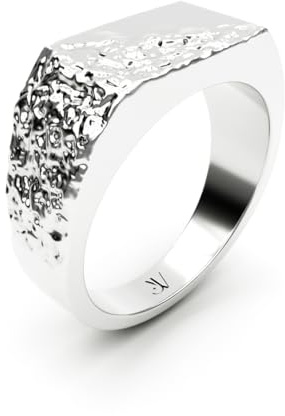 JVillion Abstrakter Silberring Herren Schmuck Siegelring Streetwear Modeschmuck Geschenkidee Männer (62mm - L)