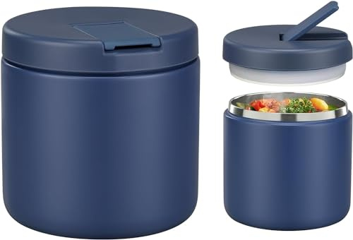 Itslife Thermobehälter für Essen 560ml Edelstahl Warmhaltebebehälter, Kinder auslaufsicherer Lunchbehälter mit Schnallenabdeckung, Weithals, Isolierung, geeignet für kaltes&heißes Essen Blau