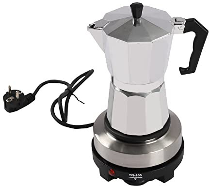ACROSSPART Macchina per caffè espresso elettrica, moka con piastra riscaldante elettrica, macchina da caffè Press piccola, temperatura regolabile per campeggio (6 tazze)