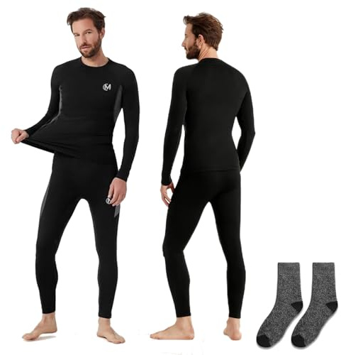 Mtiemxig Maglia Termica Uomo Set – Biancheria Riscaldante Sportiva con Controllo umidità e Anti-Odore per Escursioni, Corsa Freddo e Outdoor