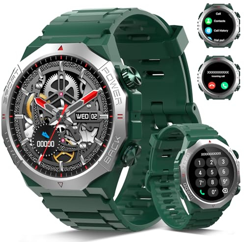 Qecnato Smartwatch för Män, Vattentät IP68 Sportklocka med 110 Lägen, 1,39 HD Stegräknaraktivitetsarmband/iOS-Sömnövervakning, Grön