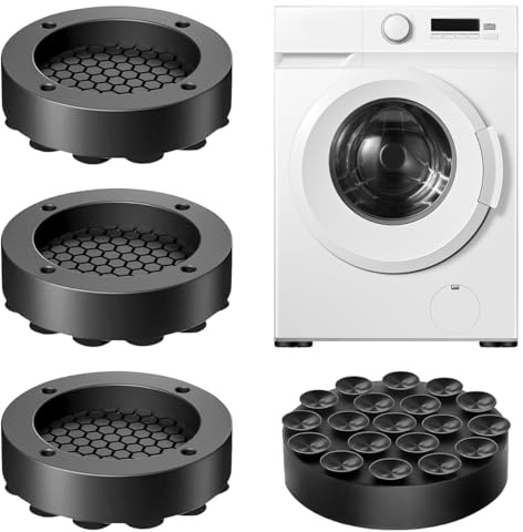 4 Pièces Pied Anti Vibration Machine a Laver, Tapis Anti Vibration Machine à Laver Amortisseur pour Réduire Le Bruit et Les Vibrations, pour Stabiliser les Machines à Laver et les Sèche Linge (Noir)