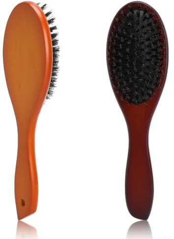 LOLANIUT Juego de 2 cepillo de pelo de jabalí, cepillo cerdas jabali para el cabello con cerdas de jabalí para mujeres y hombres, cabello y barba, reduce la rotura y el encrespamiento