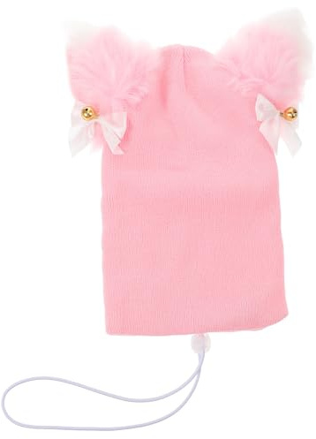Homoyoyo Housse de Casque de Ski Tricotée Motif Chat Rose, Protection Moelleuse pour Garçon et Filles et Adultes, Accessoire D’équipement de Sports D’Hiver, Couvre-Casque Compatible