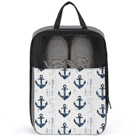 Bolsas de zapatos de golf para viajes, mujeres y hombres, bolsas de zapatos de viaje con estampado de ancla de barco vintage para empacar en maleta, bolos, punta, baile, fútbol, tacos, organizador