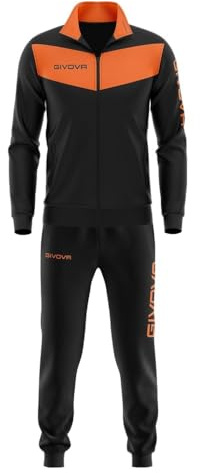 Givova TR018 Herren Visa Trainingsanzug, Mehrfarbig (schwarz/orange fluo), M