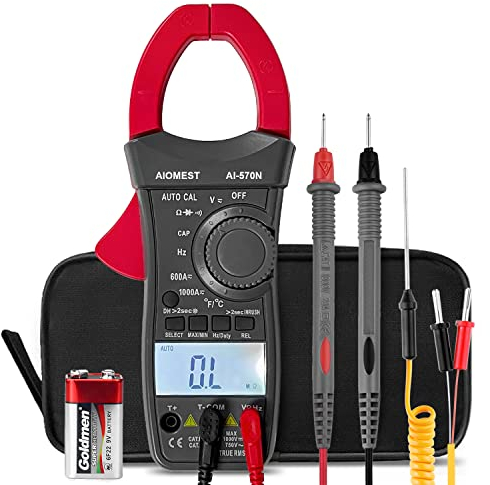AIOMEST 570N Stromzange, Strommessgerät DC/AC Strom: 0-1000A, zangenamperemeter multimeter True-RMS 6000 Counts Auto-Ranging, misst Spannung Kapazität Durchgang stromzange ac dc