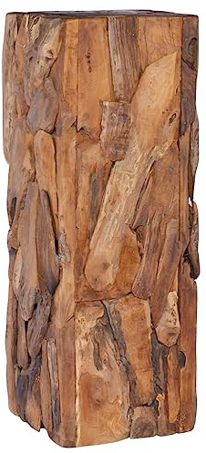 vidaXL Teak Massiv Beistelltisch Couchtisch Sofatisch Blumenhocker Blumensäule Blumenständer Holztisch Blumentisch Tisch 30x30x80cm