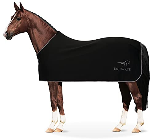 Equinate Abschwitzdecke Orlando aus Fleece mit Widerristpolster 145cm Schwarz