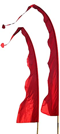 DEKOVALENZ - Balifahne WAVE, Stoff ohne Stange, versch. Farben+Längen, Fahnenlänge:3 Meter, Farbe:rot