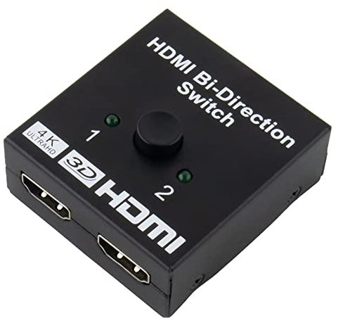 SeKi HDMI 2 in 1 Out Umschalter; Bidirektionaler HDMI Switch/Splitter; 4K@60Hz HDR HDCP2.3 3D für Blu-ray Xbox PS4 PS5 Roku fire Stick HDTV Monitor -Schwarz