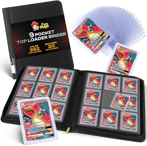 FunGuys Toploader Binder, Trading Card Binder Storage, 252 9 Pocket Top Loader Binder, Card Collection for Yugioh, MTG, TCG, Card Folders for Trading Cards
