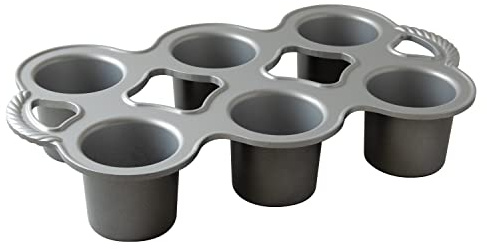 Nordic Ware Gran molde para popovers, molde para magdalenas antiadherente para 6 dulces, bandeja de aluminio fundido para repostería fabricada en EE. UU, color: grafito