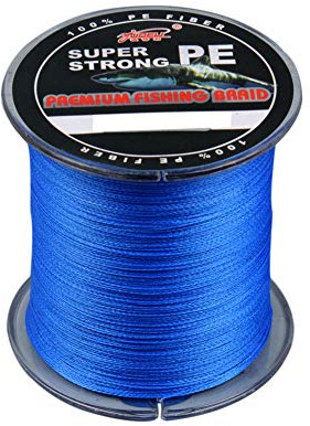 Amur Leopard Ligne de Pêche Tressée 4 Braid 300m PE Super Fort Tresse Résistante à l'abrasion Fil de Pêche aux Carnassiers, Bleu, 0.8#/0.14mm/6.8kg