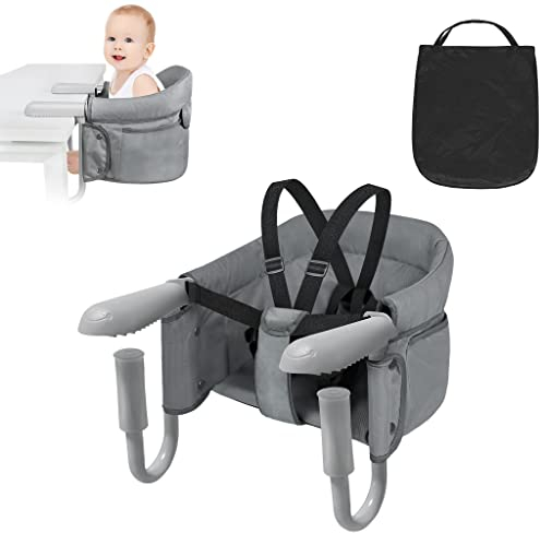JNGLGO Silla Alta para Bebé, Bebe Asiento de Mesa Portátil con Bolsa de Transporte, Elevador de Silla para Mesa, Seguridad Silla Plegable, Ideal para Hogar y Viajar.