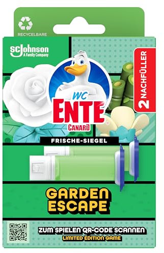 WC-Ente Frische-Siegel Nachfüller, körbchenloser WC-Reiniger, WC Duft, Garden Escape, 2 Nachfüller (2 Stück)