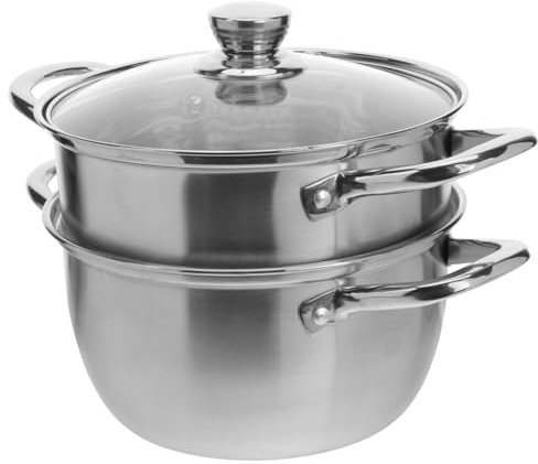 Zerodeko Olla de Vapor de Doble Capa Olla de Vapor Puerto de Vapor Calienta Uniformemente Plateado