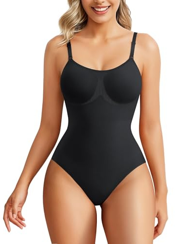 Junlan Women Shapewear Bodysuit Tummy Control Full Body Shaper Seamless Waist Trainer Vest Butt Lifter Leotard Tops (Black,XL)
