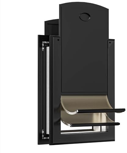 Classicmacher Robuste Hundetür mit doppeltem Schiebeschloss, Aluminium, große Hundetür für Außentür, magnetische Doppelklappen, Hundetür für große und mittelgroße Hunde bis zu 45 kg (groß, schwarz)