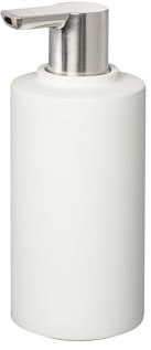 blomus Seifenspender CRETO | Farbe Lily White | 190 ml | Ø7 x 16,5H cm | Handseifenspender aus natürlichem Beton | Rutschfester Flüssigseifenspender in Weiß