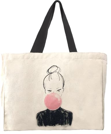 Kera Till Canvas-Shopper mit Illustration (40cm x 30cm x 15cm), Shopping Bag, Tragetasche (Bulle)