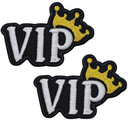 Octory 2 PCS VIP Crown Patch Iron on for Clothing Saw On/Iron On Embroidered Patch Applique for Jeans, Hats, Bags