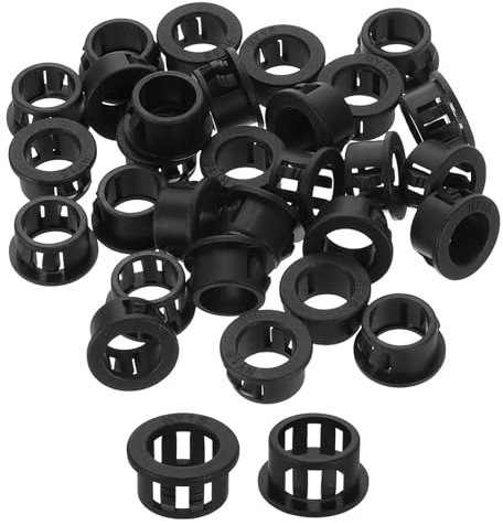 sourcing map Lot de 40 œillets ronds à clipser pour câble de verrouillage, tuyau, cordon métallique - 15 mm - Noir