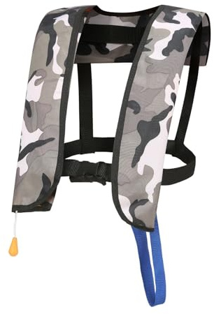 pour Kayak Bateau Natation Adultes Enfants Jusqu’à 150kg Gilet de Sauvetage Gonflable Automatique: 150N Veste Flottante Légère avec Sifflet (D,Manual)