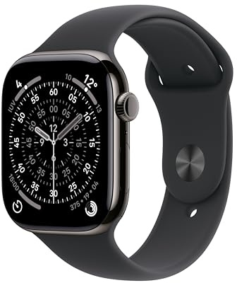 Apple Watch Series 11 GPS+Cellular con Caja de Titanio en Color Pizarra de 46 mm y Correa Deportiva Negra-Talla S/M.Calidad del Sueño,monitores de entreno y Salud,Pantalla Siempre Activa