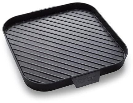 Kisag Grillplatta QUADRO 25 × 25 cm, non-stick aluminiumgrillplatta med ILAG 2-lagers beläggning, för Rechaud LongFire, inomhus och utomhus, fettsnål stekning av kött, fisk och grönsaker