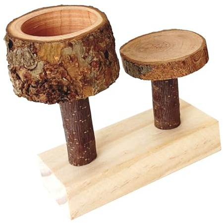ZYHARUKO Cuenco de madera para alimentación de animales pequeños, juguete masticable con base estable, materiales naturales para hámsteres, comederos de madera estables para hámsters