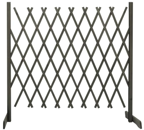 Kaloriko Valla de jardín gris de madera maciza de abeto, 180 x 100 cm, elemento expandible, protección visual y trepadoras, para jardín, terraza, jardín delantero, balcón y parcela