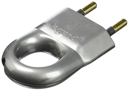 Legrand LEG50165 - Clavija macho (sin toma de tierra, con anilla de extracción, 6 A), color aluminio