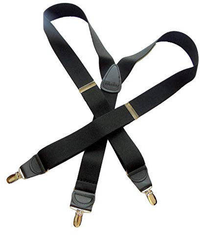 Holdup Casual Series All Black YG Y-Back Suspenders for Men USA Clips
