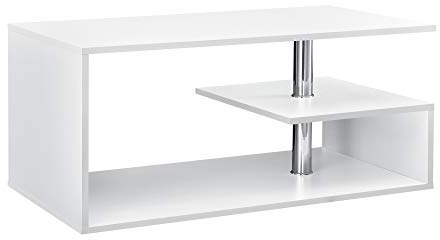 [en.casa] Tavolino Centrale da Salotto con 3 Piani di Appoggio Tavolo Basso da Caffè Divano Design Moderno per Soggiorno 90 x 50 x 41 cm - Bianco