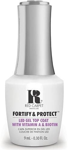 RC Red Carpet Manicure Fortify & Protect LED Gel Top Coat – High Shine Top with Vitamin A & Biotin, Long-Lasting, Strengthens Nails, No Chipping or Peeling (0.3 Fl Oz)