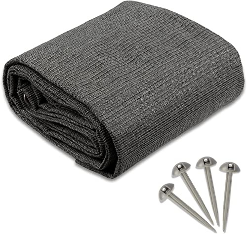 Tappeto da campeggio – 240 g/m² HDPE – con occhielli in acciaio inox e 4 picchetti a T – impermeabile e traspirante – tappeto per tenda da sole per tenda (3 x 6 m)