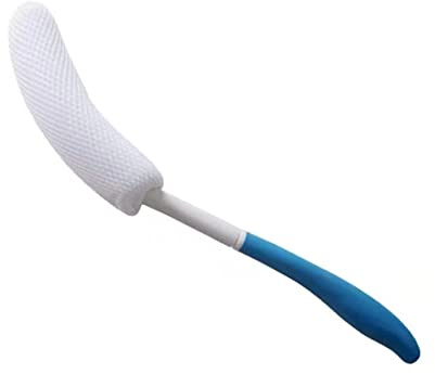 YF-ANEN Long Anti-Slip Curved Handle Bath Body Brush Bath Brush for Middle Aged, Elderly/Pregnant Women Bath and Shower, 15.33 Inch