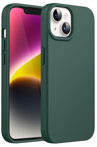 JETech Silicone Case for iPhone 14 6.1-Inch, Silky-Soft Touch Full-Body Protective Phone Case, Shockproof Cover with Microfiber Lining (Midnight Green)