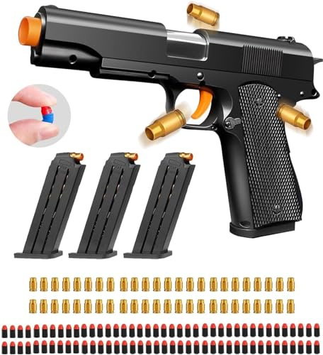 Toy Gun, Shell Ejecting Toy Gun with Soft Bullets, Educational Model Toy Pistol Shooting Game, Gifts for Kids Boys Girls