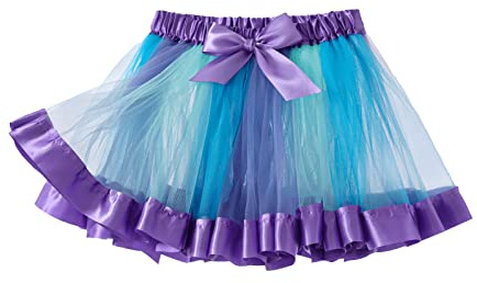 Yealoo Tutu Fille pour Danse Jupe Tulle Fille Jupes de Princesse Arc en Ciel Panneau Extérieur de Gaze Ballet tutu, multicolore, 5-8 ans