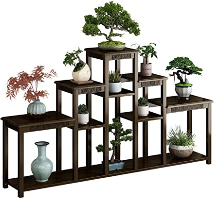 URBERY Pflanzenregal Blumenregal,stufiges Pflanzenregal Outdoor, Blumenständer Holz, Blumentreppe Garten, Pflanzentreppe mehrstöckig, Holzregal,Pflanzentreppe Blumenbank Vertikalbeet (156X100CM)