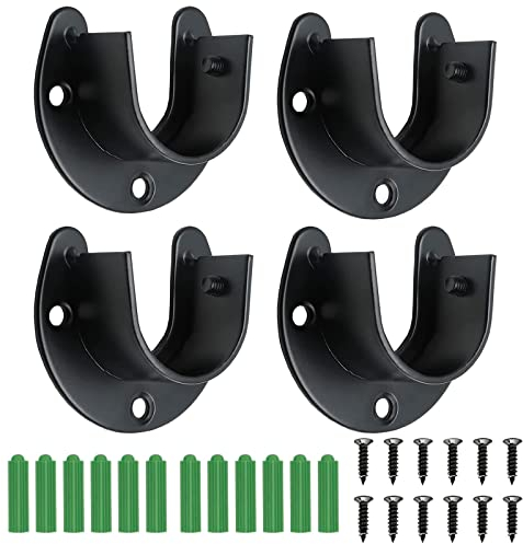 4Pcs Soporte de Barra de Armario de Acero Inoxidable,32mm Soporte para Barra de Armario,Soporte de Barra de Armario,con Tornillos y Tubos de Expansión para Barras de ropa, Barras de Cortina